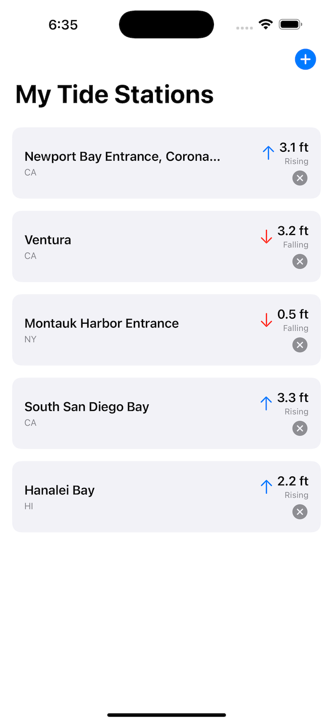 My Tides - Save your favorite tide stations